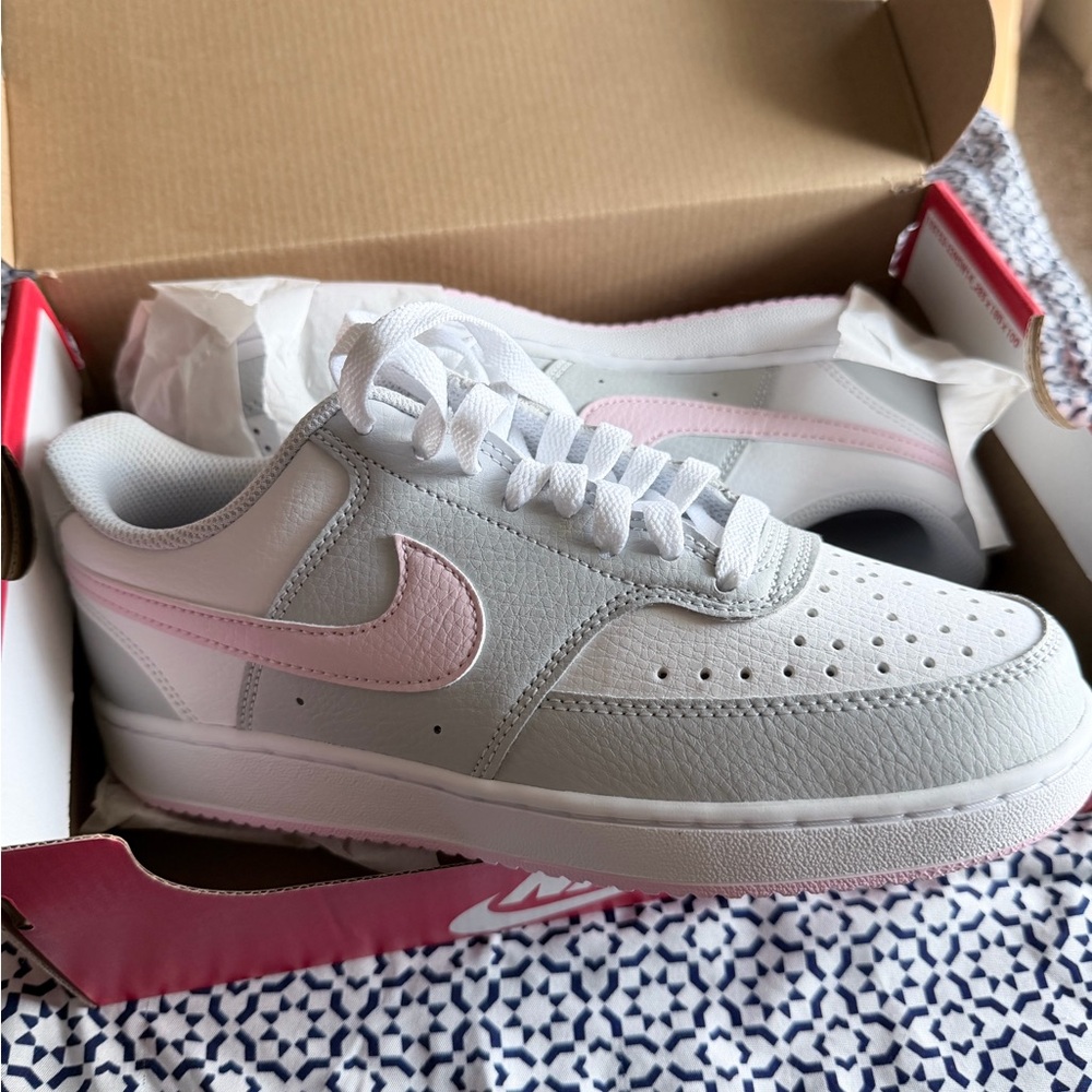 Nike Court Vision Lo in Pure Platinum and Pink